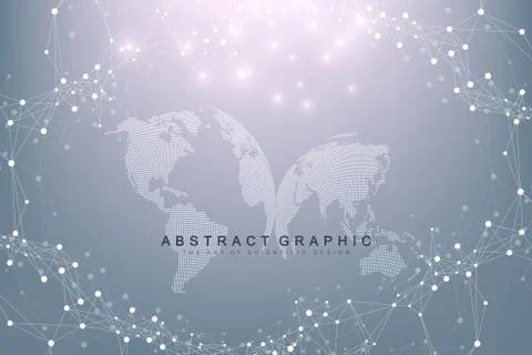 Virtual graphic background with world globes. Global network connection. Digital Illustrazione stock