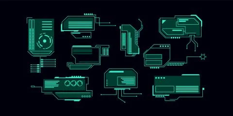 Virtual graphic control panel. Green luminescent futuristic navigation display Stock Illustration