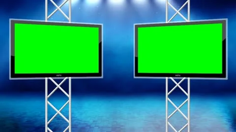 Virtual green screen studio11 dual screens loop Stock Footage 11205758
