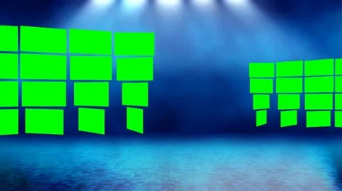 Virtual green screen studio11 green screens loop Stock Footage 11207036