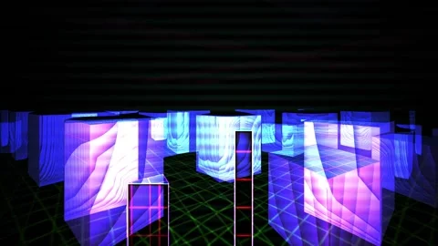 Virtual Grid of Glowing Digital Cubes in Motion for Futuristic Tech Backgroun Stock Footage 343772678