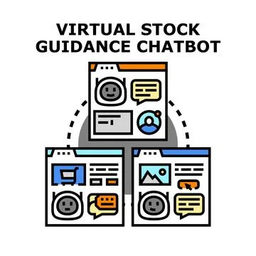 Virtual guidance chatbot interacting with digital platform interfaces Stock Illustration