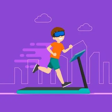 Virtual gym man running Stock Illustration