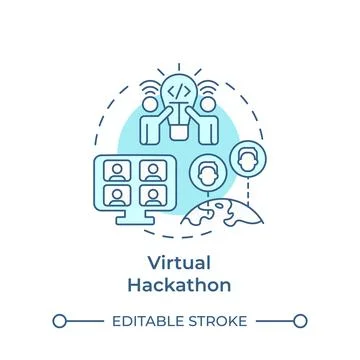 Virtual hackathon soft blue concept icon Stock Illustration