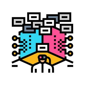 Virtual hacking spaces color icon vector illustration Stock Illustration