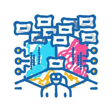 Virtual hacking spaces icon doodle illustration イラスト素材