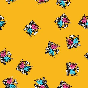Virtual hacking spaces vector seamless pattern Stock Illustration