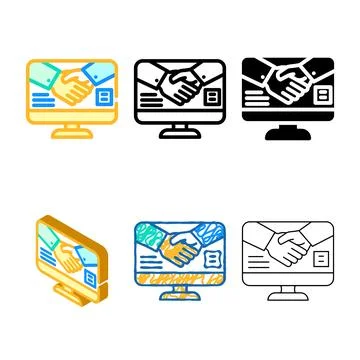 Virtual handshake color icon vector simplified Stock Illustration