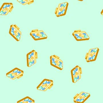 Virtual handshake isometric icon seamless pattern Stock Illustration