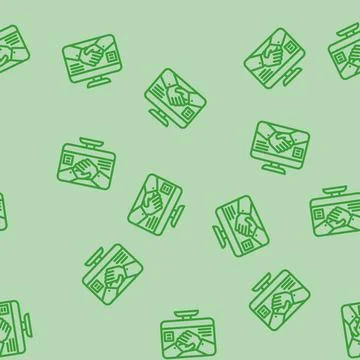 Virtual handshake line vector seamless pattern Stock Illustration