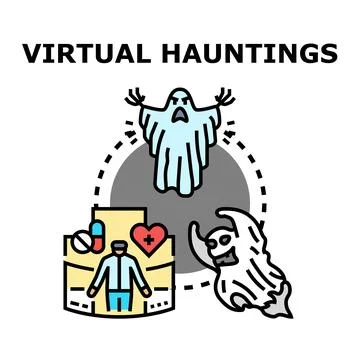 Virtual hauntings creating scary digital experiences online Stock Illustration