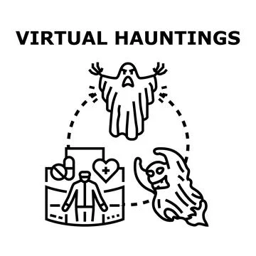 Virtual hauntings creating scary digital experiences online Stock Illustration