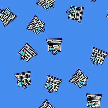 Virtual health consultation tech vector seamless pattern Illustrazione stock