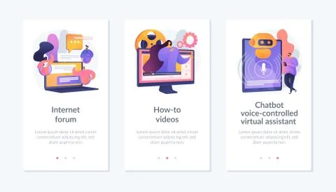 Virtual help and assistance app interface template. Illustrazione stock