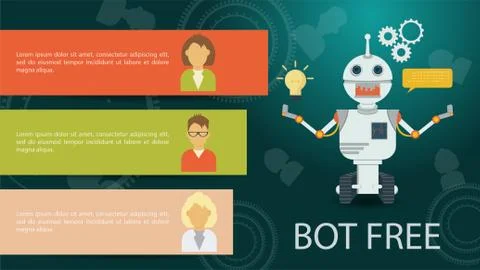 Virtual Help Chatbot banner for Website Or Mobile Apps Artificial Intelligenc Stock Illustration