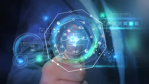 A virtual holographic panel of the future for drone control. Stock Footage 149228158