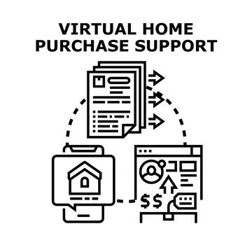 Virtual home purchase support and online property transactions Stock Illustration