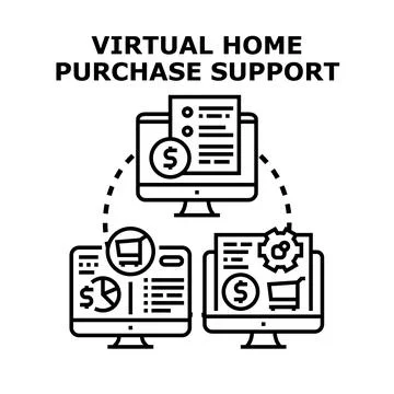 Virtual home purchase support and online mortgage services Stock Illustration