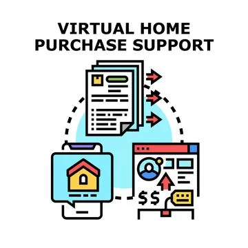 Virtual home purchase support and online property transactions Stock-Illustration