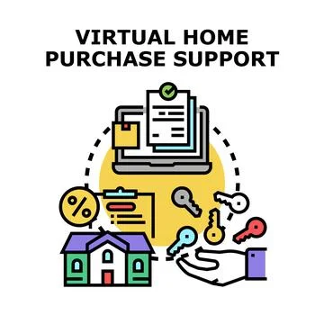 Virtual home purchase support concept for online real estate transactions Stock Illustration