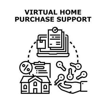 Virtual home purchase support concept for online real estate transactions 库存插图