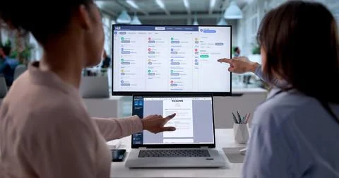 Virtual HR Manager Scheduling Online Interviews For Diverse Job Applicants Stock Photos
