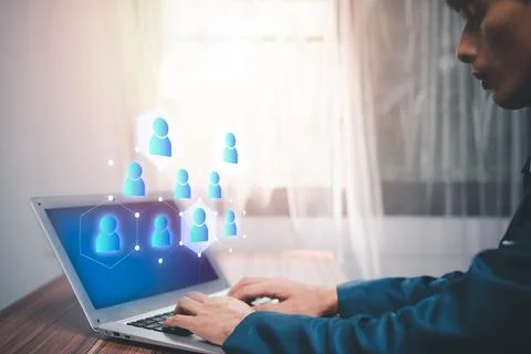 Virtual human icon for focus customer group or human recruitment and developm Stock Photos