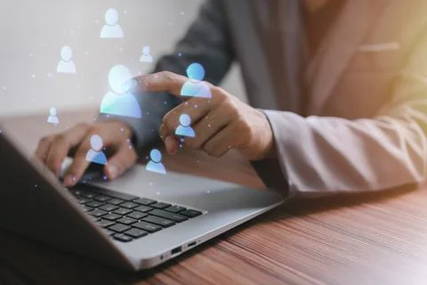 Virtual human icon for focus customer group or human recruitment and developm Stock Photos