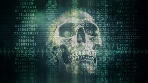 Virtual Human Skull Matrix Source Code Stock Footage 123002909