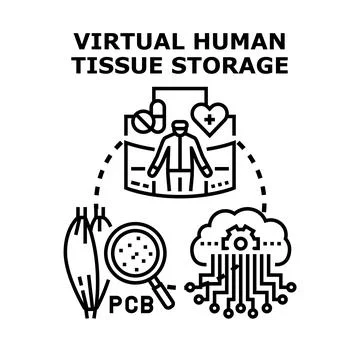 Virtual human tissue storage in cloud computing Stock Illustration
