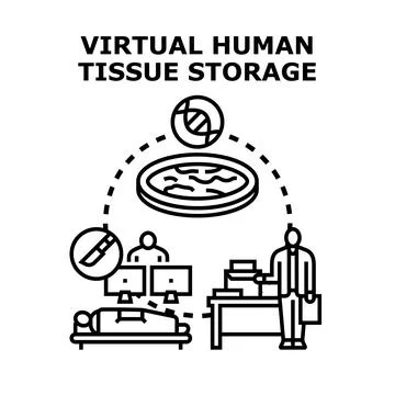 Virtual human tissue storage concept for biomedical science Stock Illustration