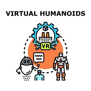 Virtual humanoids and digital smart technologies concept Stock-Illustration
