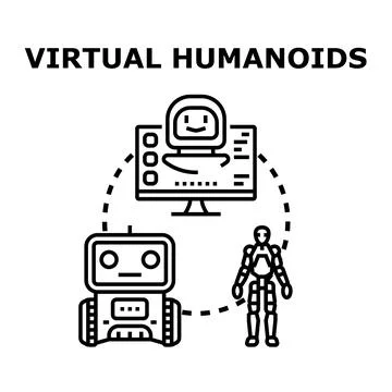 Virtual humanoids concept with artificial intelligence and robotics Stock Illustration