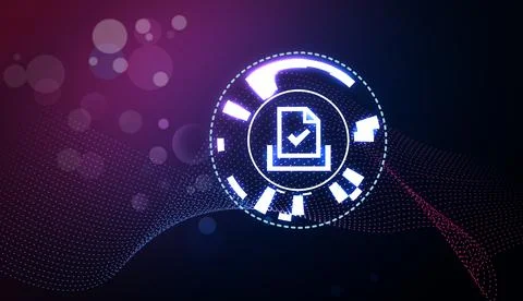 Virtual icon of computer file on dark background 스톡 일러스트