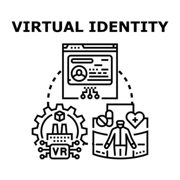 Virtual identity concept connecting online profile to augmented reality Stock-Illustration