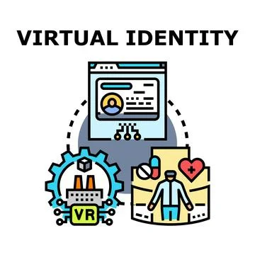 Virtual identity concept connecting online profile to augmented reality Stock Illustration