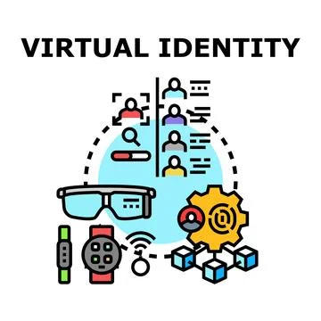 Virtual identity concept using augmented reality technology イラスト素材