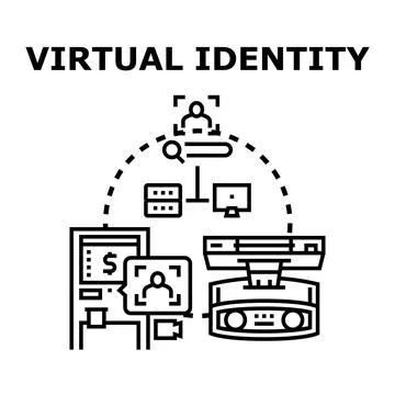 Virtual identity online digital data verification concept Stock Illustration