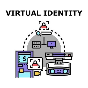 Virtual identity online digital data verification concept Stock Illustration