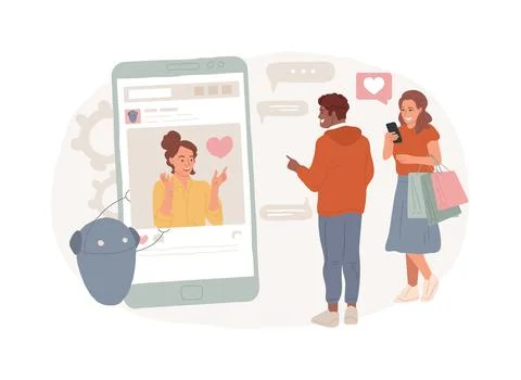 Virtual influencer isolated concept vector illustration. Ilustración de archivo
