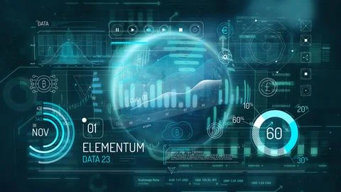 Virtual infographic of cryptocurrencies against the background of the space 库存插图