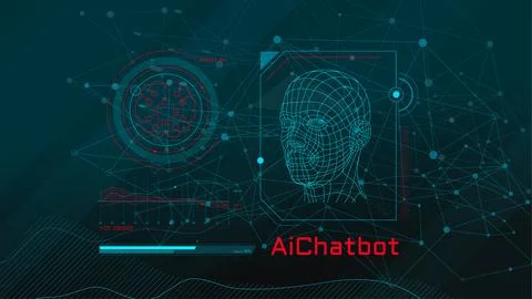Virtual infographics with a 3D model of a human head. Stock Illustration