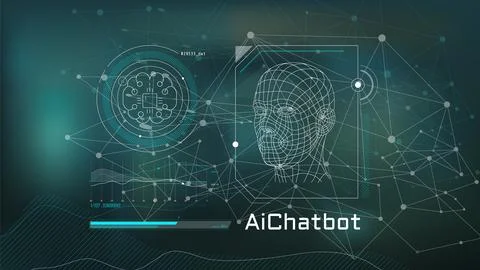 Virtual infographics with a 3D model of a human head. イラスト素材