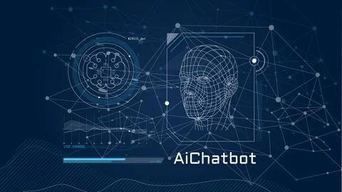 Virtual infographics with a 3D model of a human head. 스톡 일러스트