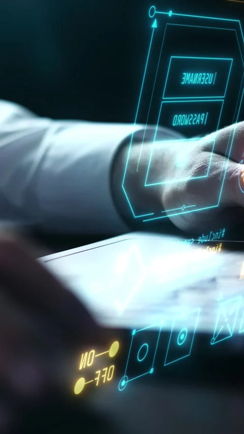 Virtual infographics about encoding and data protection. Vidéo 270391731