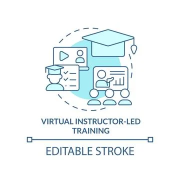 Virtual instructor-led training turquoise concept icon Stock Illustration