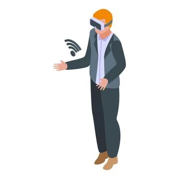 Virtual interaction icon, isometric style Stock Illustration