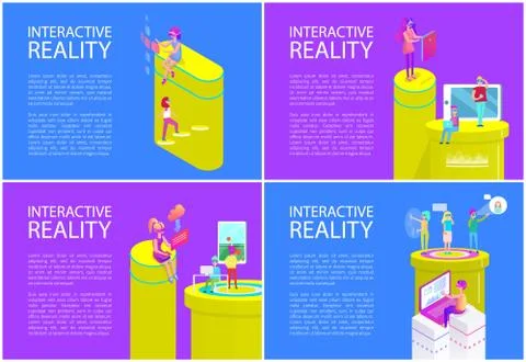 Virtual Interactive Reality Vector Illustration 스톡 일러스트