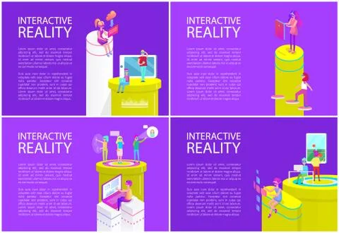 Virtual Interactive Reality Vector Illustration Illustrazione stock