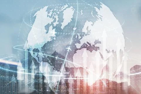 Virtual interface connection map of flight routes airplanes network use for 스톡 일러스트